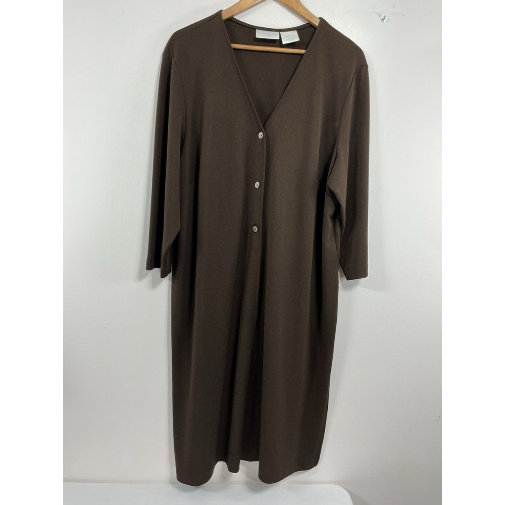 Womans Worthington Woman Cardigan Sweater 2X Brown V Neck Button Down 3/4 Sleeve
